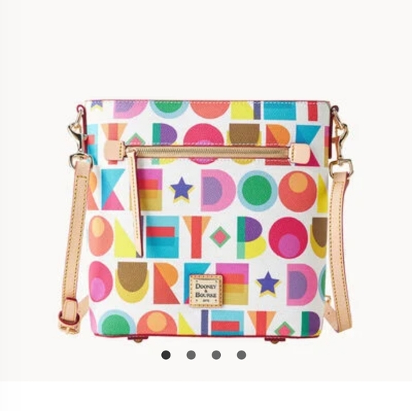 New Dooney & Bourke Leather Art Deco Zip Crossbody Colorful W Key Clip - Picture 10 of 10